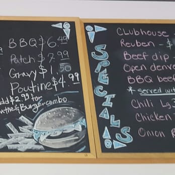 Sandwich & Burger Patch - a menu on a blackboard - Burgers Near Me - Edmonton, Alberta