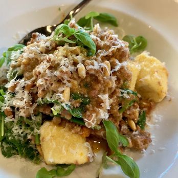 Sabio on Main - Semolina Gnocchi with Italian Sausage Sagu is delicious!!  Pillowy soft gnocchis in a savory sausage ragu are a must try. - New American Near Me - Pleasanton, California