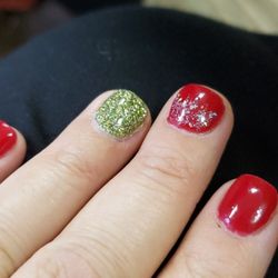 "Ombre effect" on my middle nail. (Clearly not executed well)