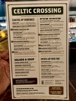 Menu photo 2 Celtic Crossing Irish Pub & Restaurant Memphis, TN Menu photo 2 Celtic Crossing Irish Pub & Restaurant Memphis, TN