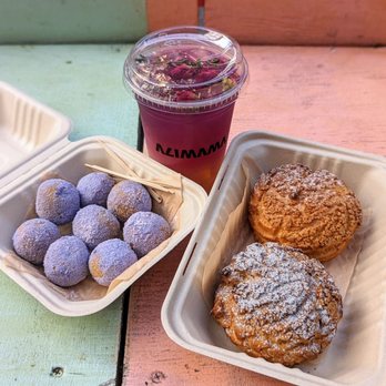 AlimamaTea - Taro Munchkins, Brown Sugar Boba Cream Puff, Yuzu Cream Puff, Lychee Rose | Instagram: @telephonesmoothie - Desserts Near Me - New York, New York AlimamaTea - Taro Munchkins, Brown Sugar Boba Cream Puff, Yuzu Cream Puff, Lychee Rose | Instagram: @telephonesmoothie - Desserts Near Me - New York, New York