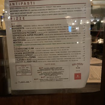 Motorino Pizza - menu - Pizza Near Me - New York, New York