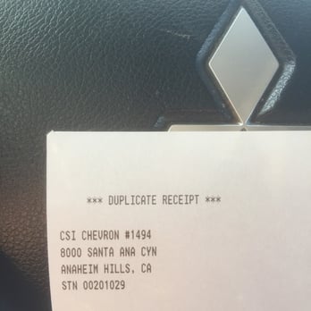 Chevron - Duplicate receipt from inside the store. - Gas Stations Near Me - Anaheim, California Chevron - Duplicate receipt from inside the store. - Gas Stations Near Me - Anaheim, California