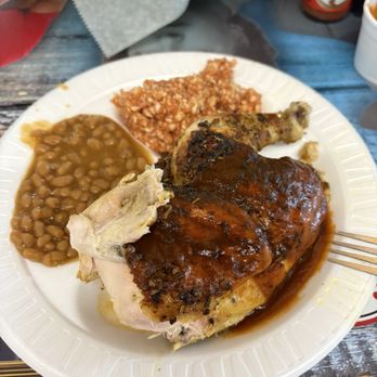 Red Bridges Barbecue Lodge - Chicken, Baked Beans, red slaw - Barbeque Near Me - Shelby, North Carolina