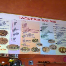 Carta de la Taquería Balmis.
