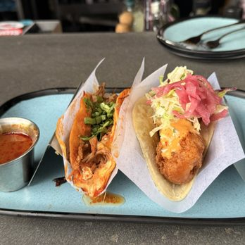 Los Chingones - RiNo - Birria Taco Baja Fish Taco - excellent flavor! - Mexican Near Me - Denver, Colorado Los Chingones - RiNo - Birria Taco Baja Fish Taco - excellent flavor! - Mexican Near Me - Denver, Colorado