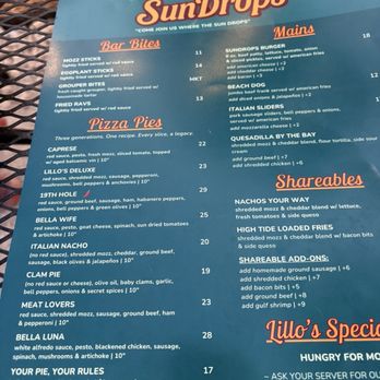Sun Drops - Menu - Lounges Near Me - Gulf Breeze, Florida