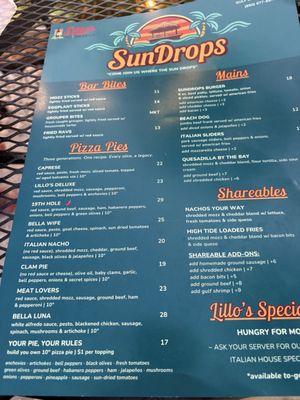 Menu photo 2 Sun Drops Gulf Breeze, FL