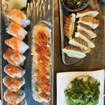 Sushi & More - Gyoza, Lion King Roll, Seaweed Salad, and Golden Gate Roll. - Japanese Near Me - Alameda, California