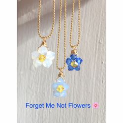 Unique Jewelry Boutique - Wire wrapped Swarovski Crystal "Forget Me Not Flower Necklaces