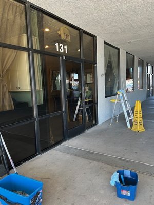Office front Window Cleaning - We take pride in helping businesses with all their cleaning! This business wanted their windows cleaned ASAP! Less than an hour later, we got their windows shining again!