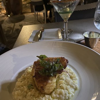 Arnold Palmer's Restaurant - chilean sea bass with sweet corn risotto - American Near Me - La Quinta, California Arnold Palmer's Restaurant - chilean sea bass with sweet corn risotto - American Near Me - La Quinta, California