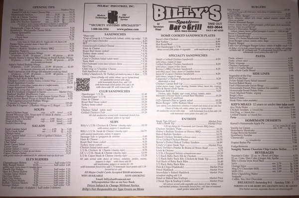 Menu photo 2 Billy's Sportsbar Manchester, NH Menu photo 2 Billy's Sportsbar Manchester, NH