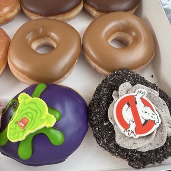 Krispy Kreme - Glazed chocolate, glazed maple, Slimer doughnut and Ghostbusters Cookies N Creme. - Donuts Near Me - Burbank, California