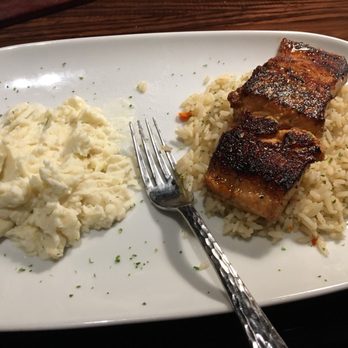 LongHorn Steakhouse - The Salmon with mashed potatoes as a side. Delicious! - Steakhouses Near Me - Oswego, Illinois