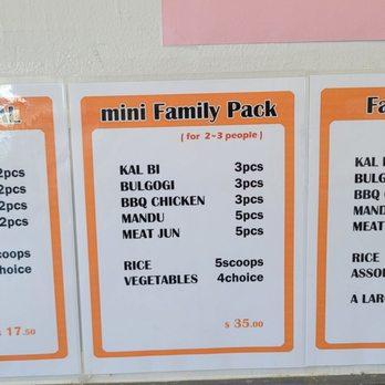 Gina's B-B-Q - more menu options. I ordered the family pack. - Korean Near Me - Honolulu, Hawaii Gina's B-B-Q - more menu options. I ordered the family pack. - Korean Near Me - Honolulu, Hawaii