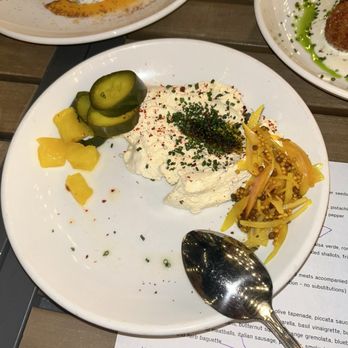 The Bower - Whipped feta with pickles and fresh bread on the side - New American Near Me - New Orleans, Louisiana The Bower - Whipped feta with pickles and fresh bread on the side - New American Near Me - New Orleans, Louisiana