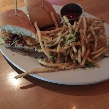 DJ's Bar and Grill - Lunch shrimp po boy with Parmesan fries - Sports Bars Near Me - San Antonio, Texas DJ's Bar and Grill - Lunch shrimp po boy with Parmesan fries - Sports Bars Near Me - San Antonio, Texas