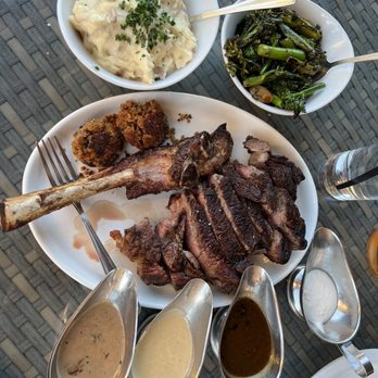 Echo & Rig - Tomahawk medium with dipping sauces, garlic mash and broccolini. - Steakhouses Near Me - Las Vegas, Nevada