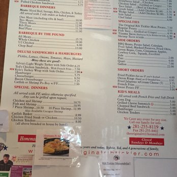 The Rib Tickler Barbeque - Menu - Barbeque Near Me - Tomball, Texas The Rib Tickler Barbeque - Menu - Barbeque Near Me - Tomball, Texas