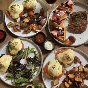 1 Kitchen - Chicken and waffles Norwegian salmon egg Benedict  Crab Cake Benny - Cocktail Bars Near Me - Toronto, Ontario