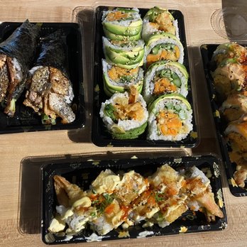 Shoyu Sushi - BC Roll (salmon skin) hand rolls; vegetarian roll; Tokyo roll; double shrimp roll. The Tokyo roll was the winner! - Japanese Near Me - Edmonton, Alberta Shoyu Sushi - BC Roll (salmon skin) hand rolls; vegetarian roll; Tokyo roll; double shrimp roll. The Tokyo roll was the winner! - Japanese Near Me - Edmonton, Alberta