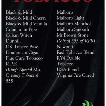 King's Vapor - Tobacco House Liquid Menu - Vape Shops Near Me - Lancaster, Pennsylvania