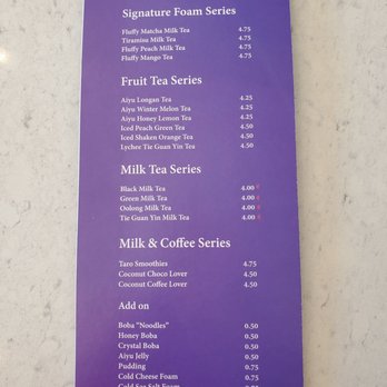 Aiyu Cha - Menu - Bubble Tea Near Me - Westminster, California