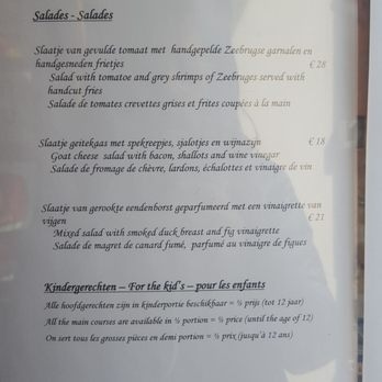 In Den Wittenkop - Menu - Belgian Near Me - Bruges, VWV