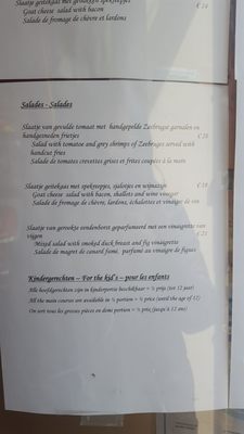 Menu photo 1 In Den Wittenkop Bruges, VWV