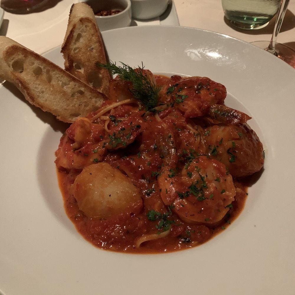 The Bistro - Shrimp and Scallops Fra Diavolo - New American Near Me - Indio, California