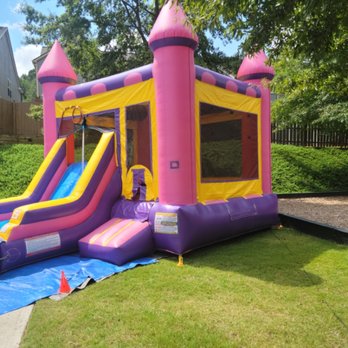 Static Jump - Pink Jump-N-Slide combo - Bounce House Rentals Near Me Static Jump - Pink Jump-N-Slide combo - Bounce House Rentals Near Me