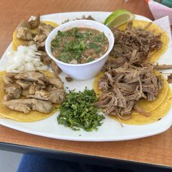 Evelyn's Mexican Restaurant - My street tacos--brisket and chicken fajita.