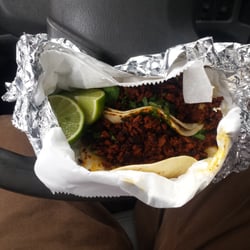 A couple chorizo tacos for lunch, fresh off the grill