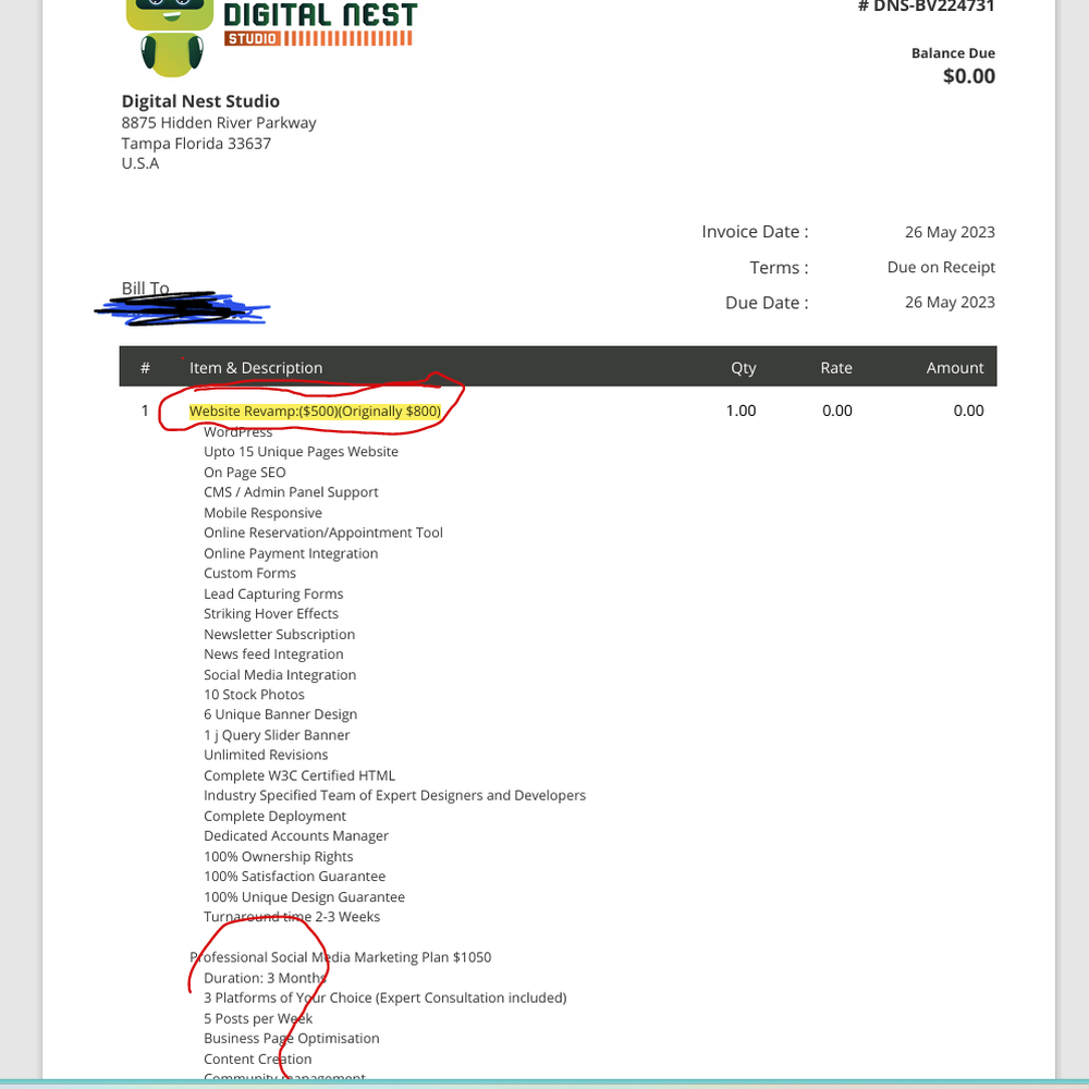 Digital Nest - THEY ARE SNEAKY...THE OPTED TO STILL PUT IT ON THE INVOICE AND CLAIM WE HAD AN AGREEMENT...THEY CANNOT SHOW A SIGNED AGREEMENT. - Web Design Near Me - Covina, California