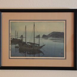 Three Small Islands by Hiroshi Yoshida. Framed by the Source on Lake