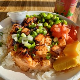 Torched Tide Bowl, side of Hawaiian Mac Salad, and a POG juice Torched Tide Bowl, side of Hawaiian Mac Salad, and a POG juice