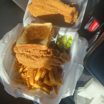 Good Luck Chicken Seafood & Hamburger - Look at the size, fries, and salad. Oh!! A jalapeno and Texas toast!! - Burgers Near Me - Dallas, Texas