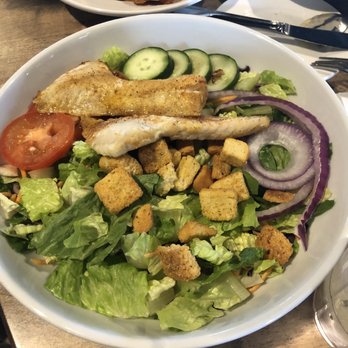 The Lighthouse Restaurant & Dock Bar - House Salad with Rockfish - Bars Near Me - Solomons, Maryland