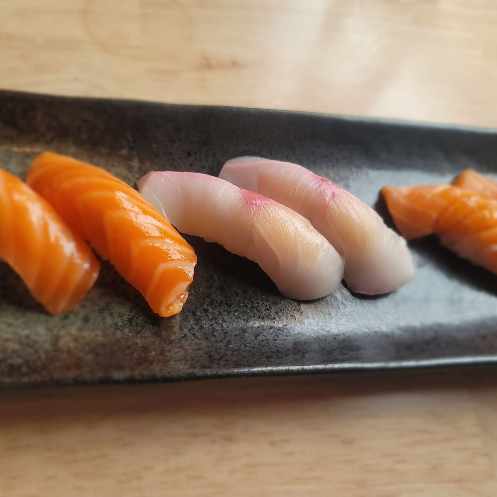 Masamitsu - Salmon, yellowtail, salmon belly nigiri sushi - Japanese Near Me - San Marino, California Masamitsu - Salmon, yellowtail, salmon belly nigiri sushi - Japanese Near Me - San Marino, California