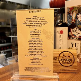 Omakase Kyara Sake Bar - Skewers menu - Japanese Near Me - Las Vegas, Nevada Omakase Kyara Sake Bar - Skewers menu - Japanese Near Me - Las Vegas, Nevada
