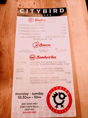 Menu photo 2 CityBird Tenders Crestview Hills, KY