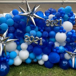 Our festive, modern, and organically-styled balloon wall.