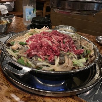Jongro BBQ - Beef bagogi, it's not much, the amount of meat is piled on a metal mound to cook. - Korean Near Me - New York, New York