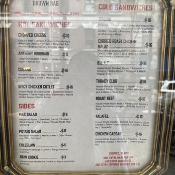 Brown Bag Sandwich - Menu - Sandwiches Near Me - New York, New York Brown Bag Sandwich - Menu - Sandwiches Near Me - New York, New York