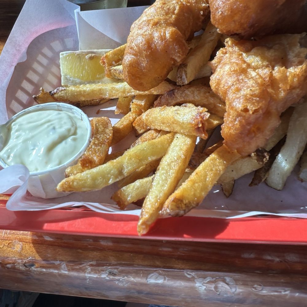 The Lighthouse Grill - Fish and chips. Fish was good. Fries were ok. Hearty portion - American Near Me - Trinidad, California The Lighthouse Grill - Fish and chips. Fish was good. Fries were ok. Hearty portion - American Near Me - Trinidad, California