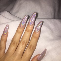 Diamond Nails - (10/10/16) Holographic nails, coffin shaped