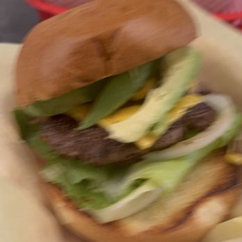 Stanton's City Bites - Open view of original burger with cheese and avocado - Burgers Near Me - Houston, Texas Stanton's City Bites - Open view of original burger with cheese and avocado - Burgers Near Me - Houston, Texas