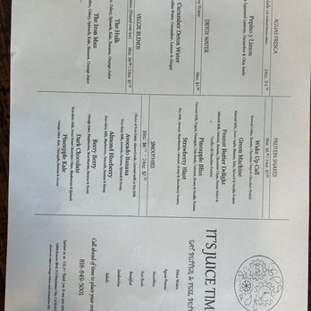 It's Juice Time - Menu - Juice Bars & Smoothies Near Me - Los Angeles, California