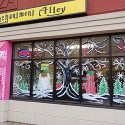 Enchantment Alley - Our newly painted Yule window display for 2023.